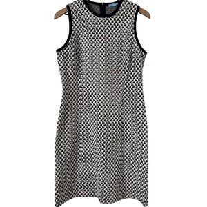 J. McLaughlin Sleeveless Sheath Dress Navy Blue‎ Pale Pink Geometric Size Medium